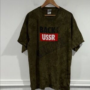 Liquid Blue Beatles shirt Olive tie dye Graphic Tee Red Black Accents xl